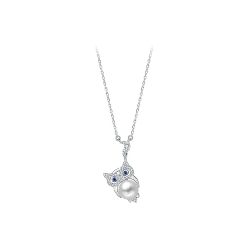 BABYBEI 925 Sterling Silver With 18K White Gold Plating Shell Pearl Synthetic Cubic Zirconia Necklaces Women's-0