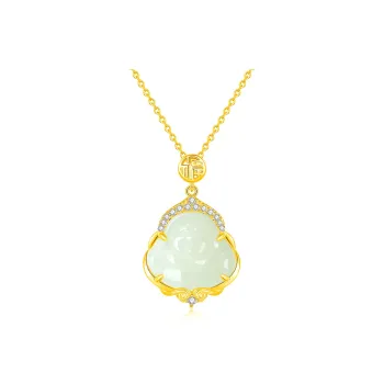Furunlai Hetian Jade Necklaces Pale Greenish White Jade Unisex