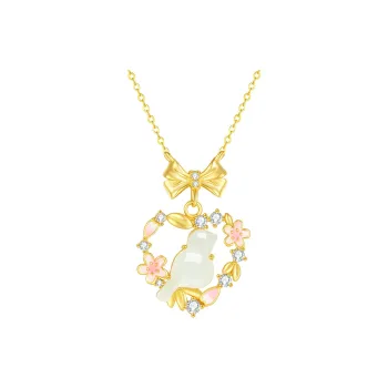 CHOW TAI SENG Necklaces Pale Greenish White Jade Women's