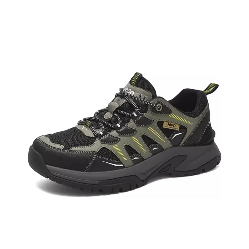 Jeep Anti Slip Wear Resistant Low Top Trekking Shoes Men's Army Green-0