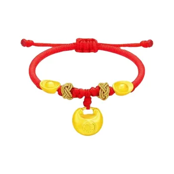 YORISTEINK Little Chubby Longevity Lock Baby Full Moon 999 Solid Gold Fixed Price Gold Bracelet Kids'