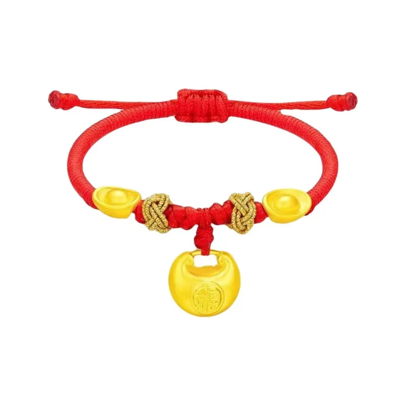 YORISTEINK Little Chubby Longevity Lock Baby Full Moon 999 Solid Gold Fixed Price Gold Bracelet Kids'-0