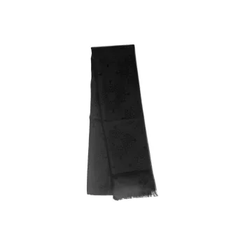 Mulberry Silk Organic Cotton Knit Scarves Men's Black