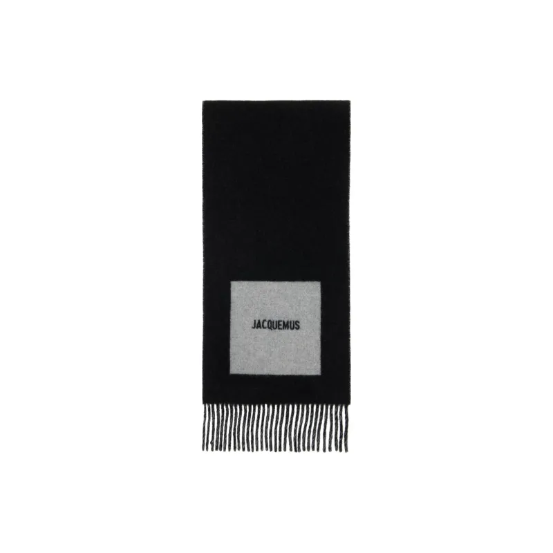 Jacquemus Virgin Wool Knit Scarves Men's Black-1