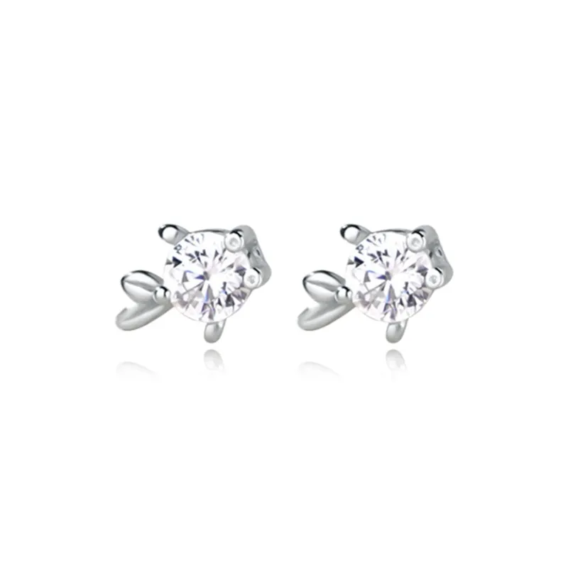 WANLIACC S999 Fine Silver 'Forever With You' Stud Earrings Women's-0