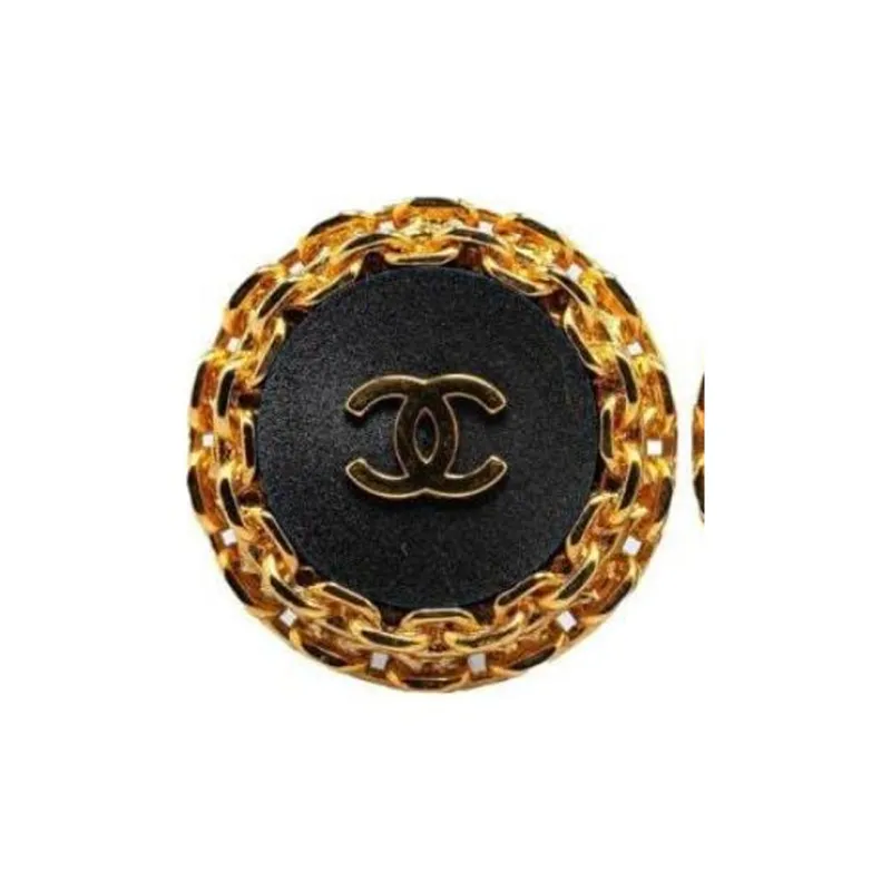 CHANEL 1990 2000s Button Clip on Earrings-2