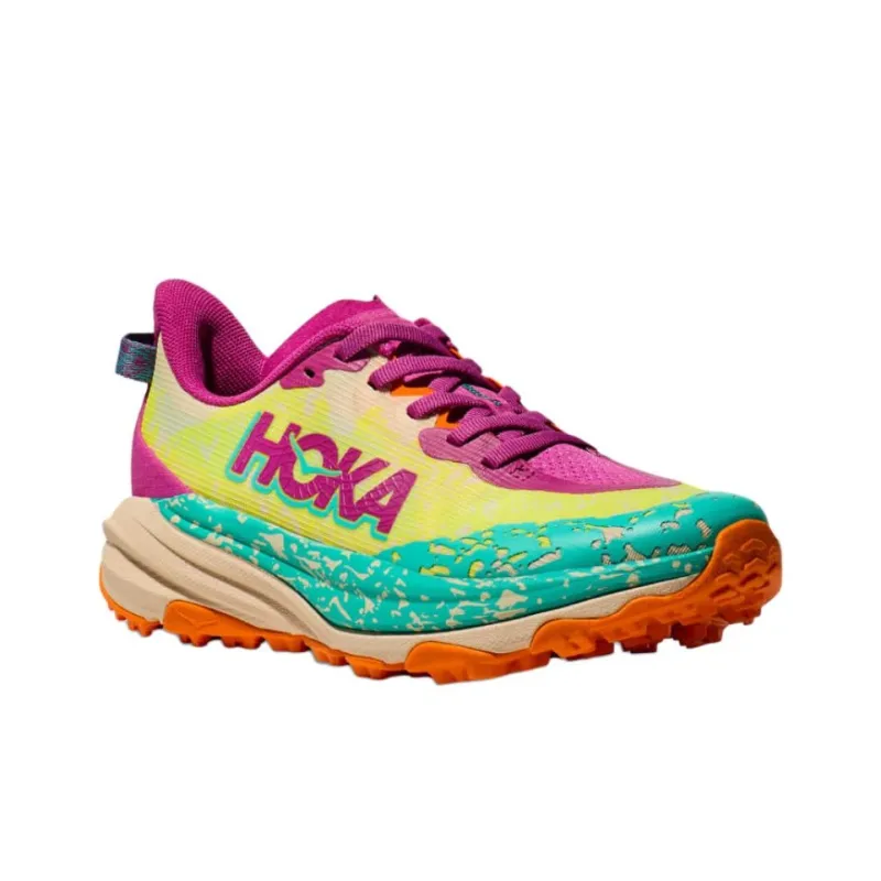HOKA ONE ONE SPEEDGOAT 6 Anti Slip Wear Resistant Low Top Kids' Running Shoes Purple Yellow Green Teenagers-2