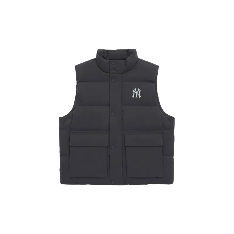MLB New York Yankees Basic Collection Down Vests Unisex Charcoal Gray-1