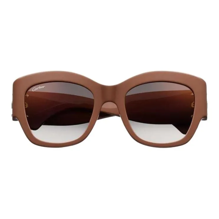 CARTIER Acetate Cat Eye Sunglasses Unisex Brown-1