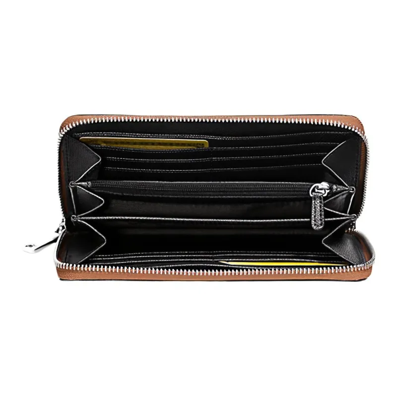 COACH PEANUTS Collaboration Accordion Zip Calfskin Wallet Women's Brown-1