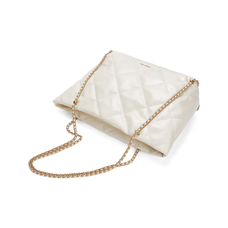 CHARLES&KEITH PU Shoulder Bag Extra Large Women's Black/Grey/Cream/Milk White-7