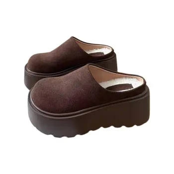 Yamada Hyakuju Women's Home Slippers Dark Brown Camel Home Slippers