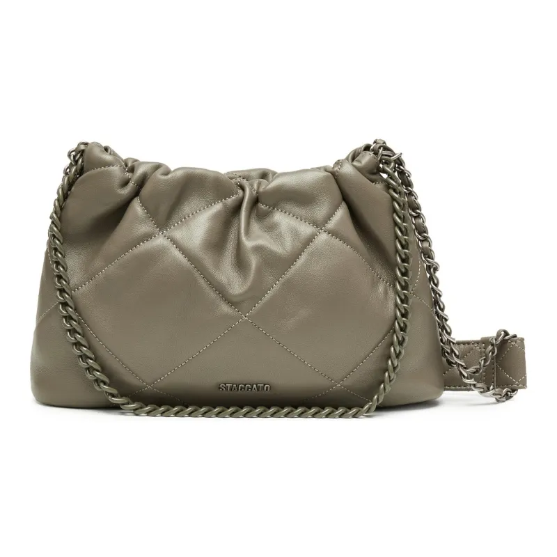 Staccato Sheepskin Crossbody Bag Medium Size Women's Modern Black/Elegant Gray-5