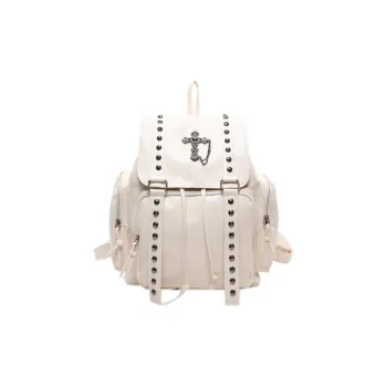 RKM PU Backpack Unisex Black/White/Rose Red/Orange