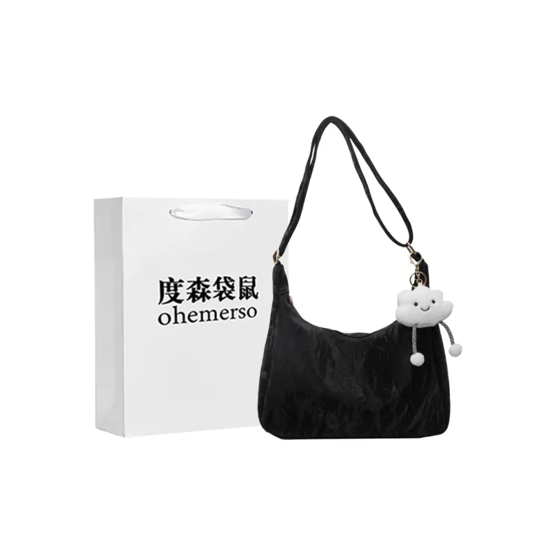 Dusen Kangaroo PU Crossbody Bag Women's Ecru/Black/Khaki/Green/Pink-6