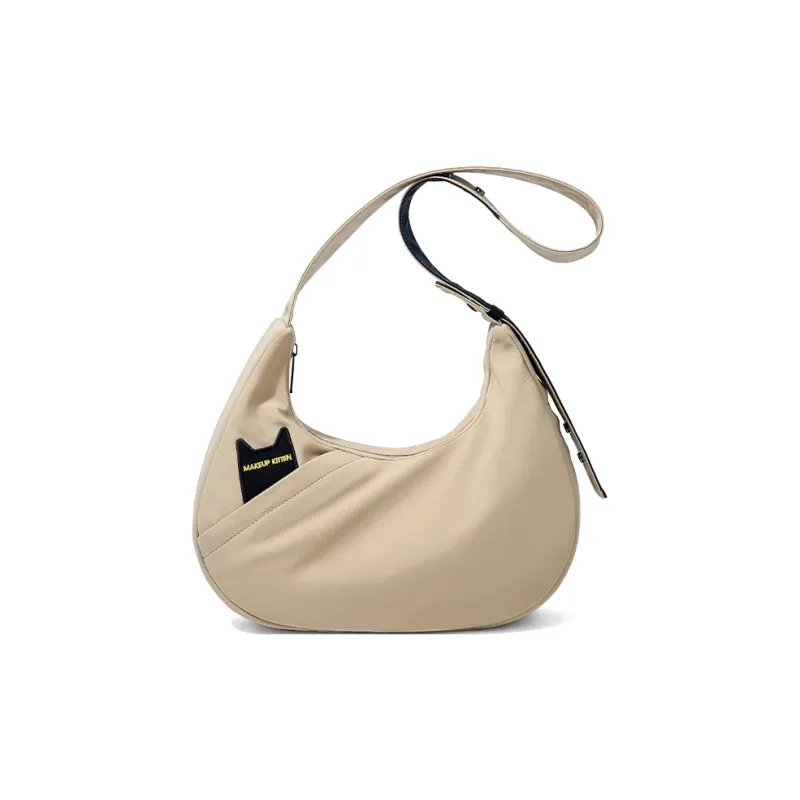 MAKEUP KITTEN Nylon Fabric Shoulder Bag Women's Khaki-1