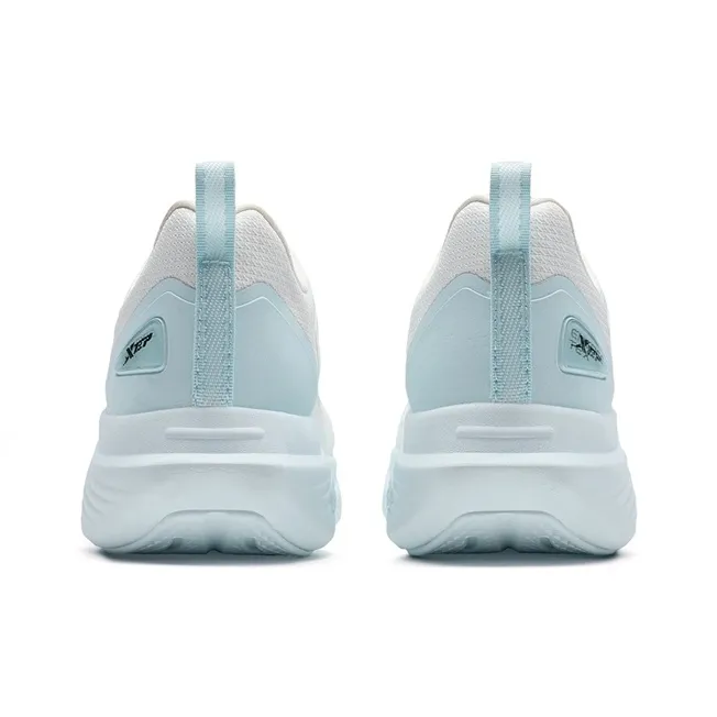 XTEP Slip Resistant Shock Absorbers Low Top Casual Running Shoes Women's White Blue-5