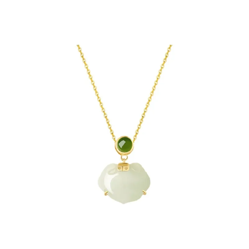 GOLDFISH ALLEY Hetian Jade Necklaces Pale Greenish White Jade Women's-0