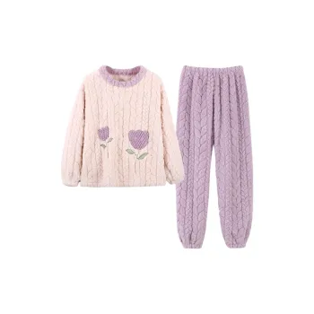 OEING Pajama Set Women's Purple Flower