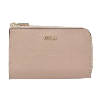Furla Babylon Embossed Calfskin Wallet Coin Purse Key Pouch Mini Women's Pink