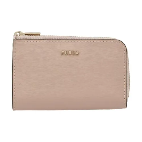 Furla Babylon Embossed Calfskin Wallet Coin Purse Key Pouch Mini Women's Pink