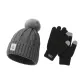 Gray Hats & Caps+Black Gloves
