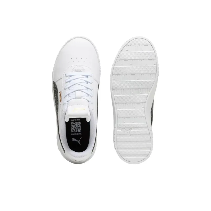 PUMA Carina 2.0 Animal Update Anti-Slip Wear-Resistant Low-Top Kids' Skateboarding Shoes White Black Teenagers-3