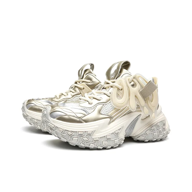 ORD Impact Resistant Wear Resistant Lightweight Breathable Slip Resistant Low Top Chunky Sneakers Unisex Champagne-2