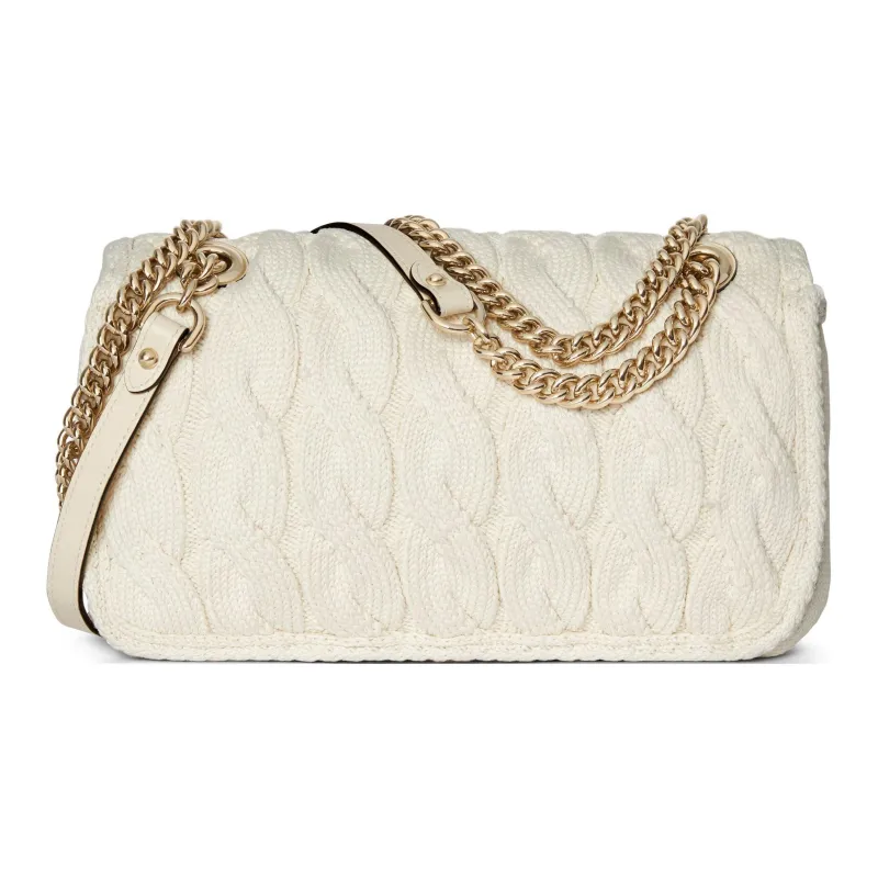 GUCCI GG Marmont Knitted Wool Fabric Crossbody Bag, Shoulder Bag Small Size Women's Ivory White-3