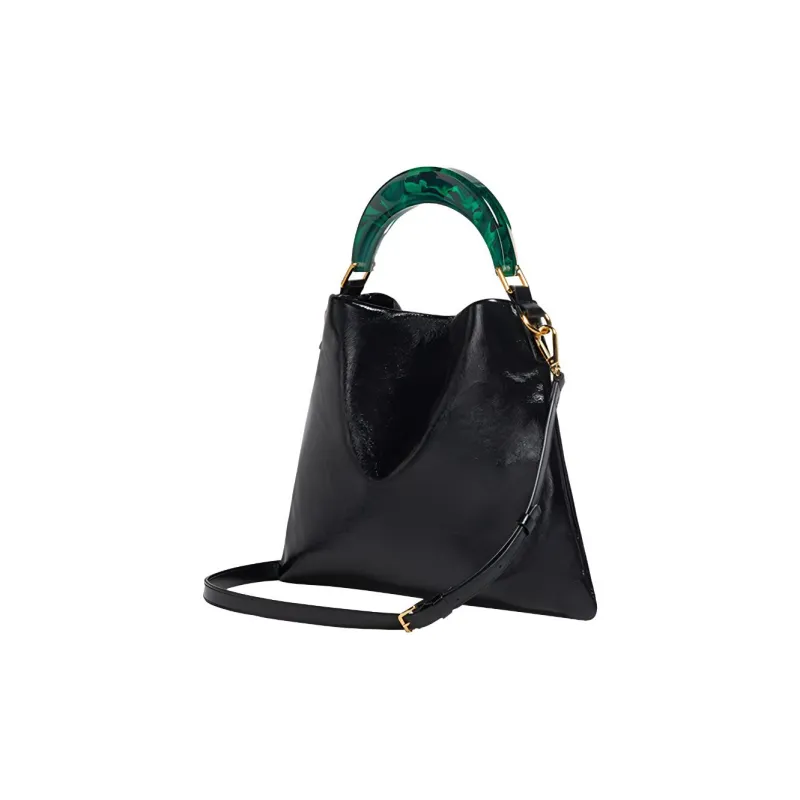 MARNI Leather Hobo Bag Shoulder Bag Crossbody Handbag Small Size Women's Black-2