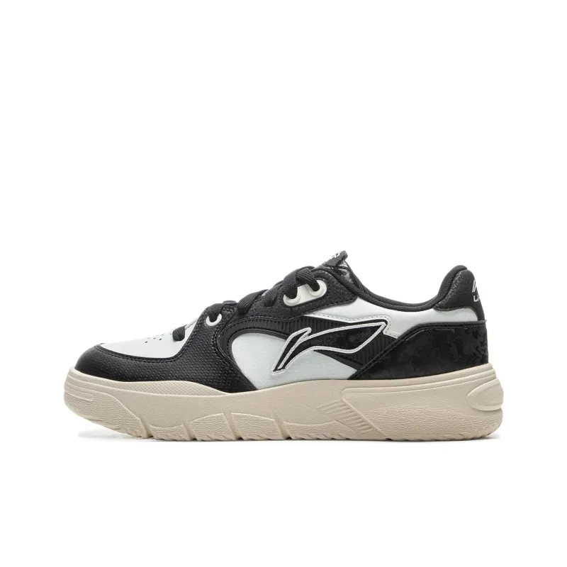 LiNing Slip Resistant And Breathable Low Top Skateboard Shoes Men's Black White-0