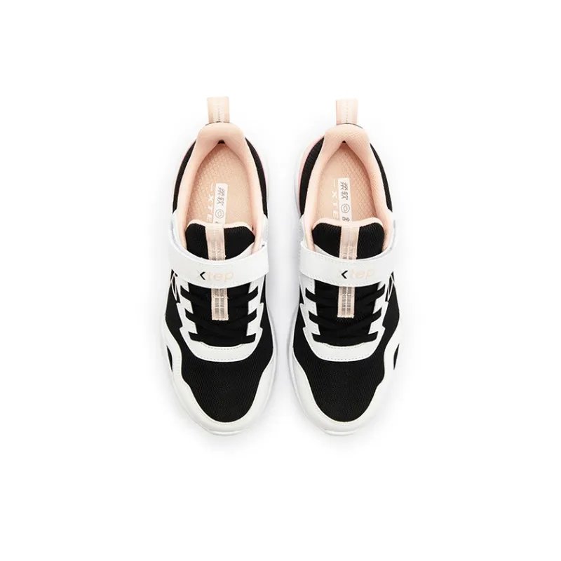 XTEP Anti Slip Wear Resistant Low Top Kids' Running Shoes Black Pink Teenagers-3