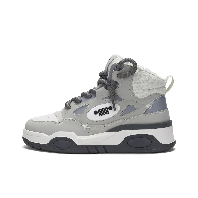 JEEP SPIRIT Coverage Slip Resistant Water Resistant Wear Resistant Height Increasing Skateboard Shoes Men's White Gray-0