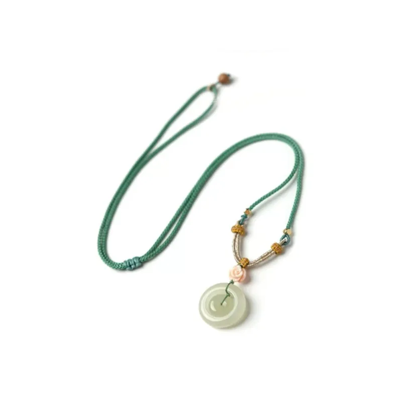 Tokai Family Hetian Jade Necklaces Pale Greenish White Jade Unisex-0
