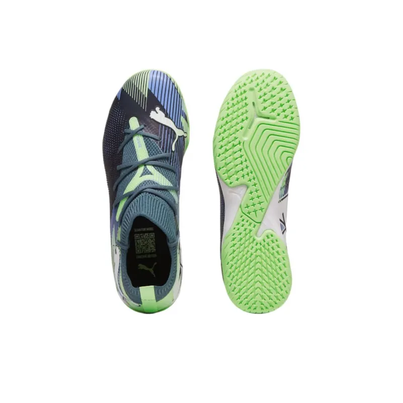 PUMA FUTURE 7 MATCH Anti Slip Wear Resistant Low Top Kids' Soccer Shoes Gray Blue Kids'-3