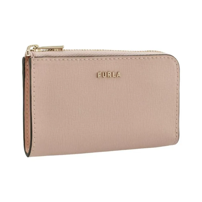 Furla Babylon Embossed Calfskin Wallet Coin Purse Key Pouch Mini Women's Pink-1