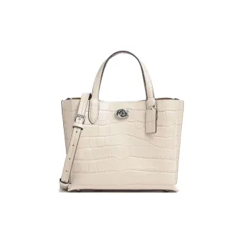 COACH Willow Embossed Leather Tote Bag Shopping Bag Shoulder Bag Crossbody Bag Handbag Medium Size Women's Ivory
