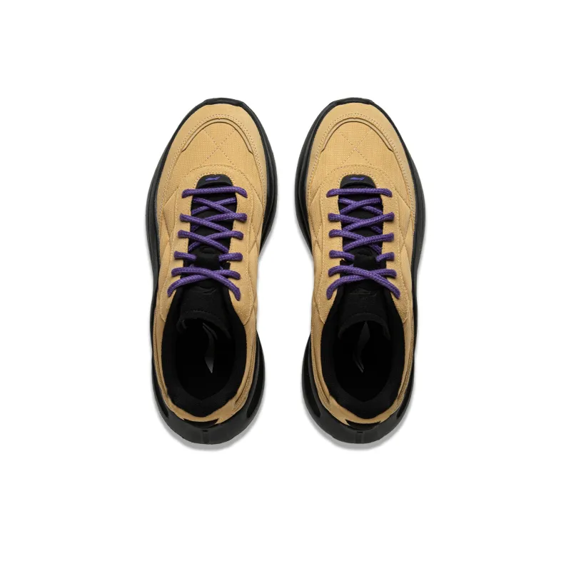LiNing Cloud Wave Lace Cushioned Anti Slip And Wear Resistant Lightweight Low Top Casual Shoes Men's Curry Yellow-3