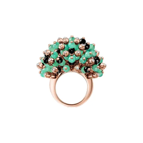 CARTIER Rose Gold Onyx Green Jade Diamond Rings Women's Gold