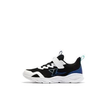 XTEP Anti Slip Wear Resistant Low Top Kids' Running Shoes Black White Iridescent Blue Teenagers