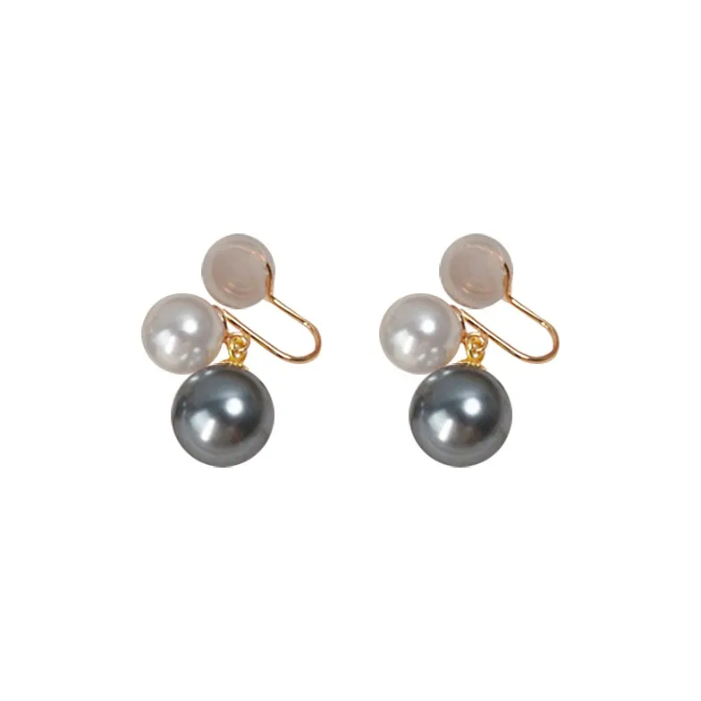 NATURALLYJOJO Faux Pearl Clip On Earrings Women's Gold/white/gray-0