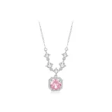 Square Diamond Necklace (Pink Zircon)