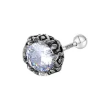 Crown Round Zircon Stud Earrings[White 1]