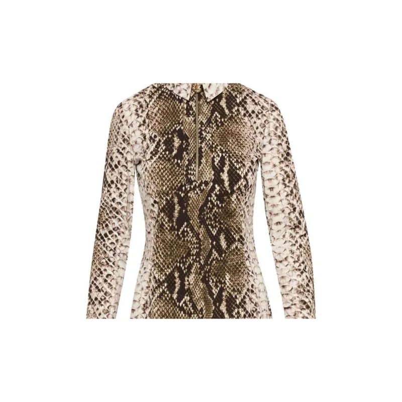 Oscar De La Renta Snake Cotton Poplin Shirt Dress-5