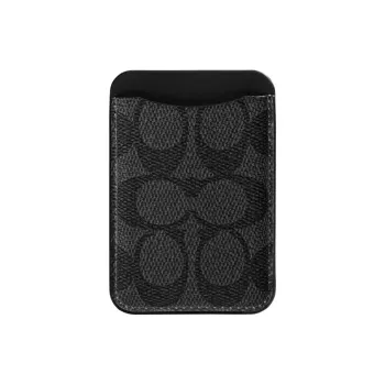 COACH Signature Coated Canvas Card Holder Mini Unisex Charcoal
