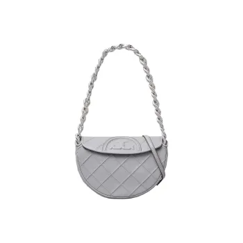 TORY BURCH Fleming Grained Calfskin Handbag Shoulder Bag Crossbody Bag Mini Women's Blue Purple