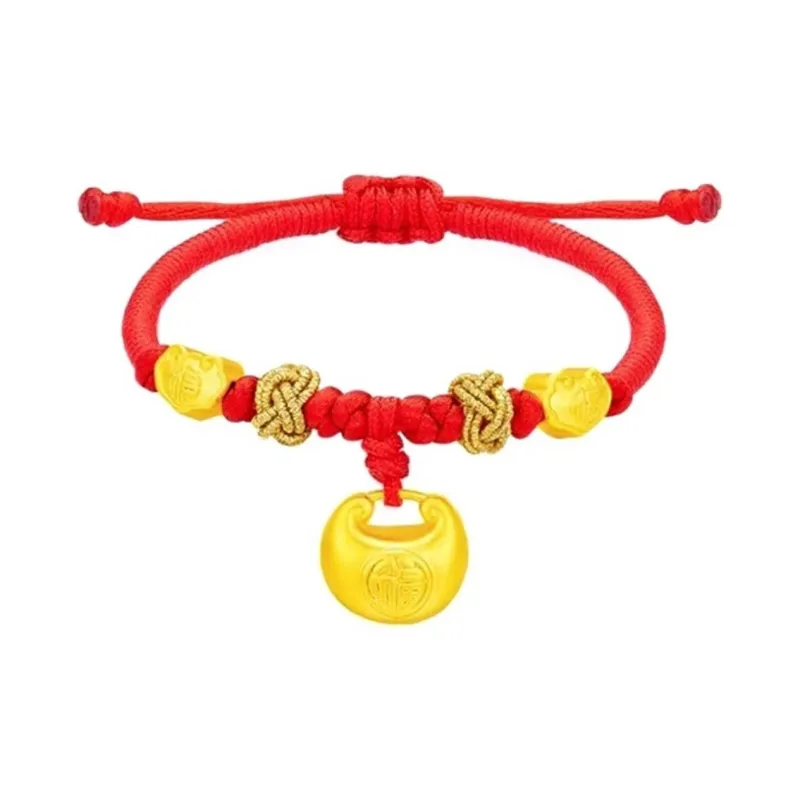 YORISTEINK Little Chubby Longevity Lock Baby Full Moon 999 Solid Gold Fixed Price Gold Bracelet Kids'-4