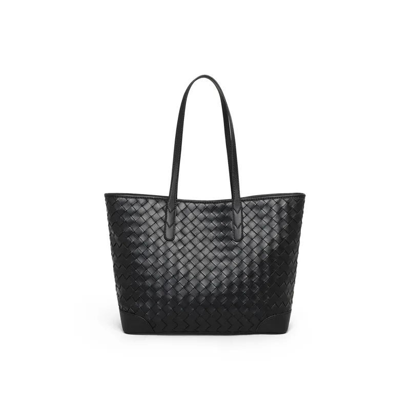 PT'SON Cow Leather Portable Underarm Shoulder Bag, Tote Bag, Shopping Bag Regular Women's Black-4