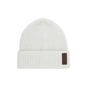 Paul & Shark Yachting Leather Wool Nylon Beanies Unisex Beige