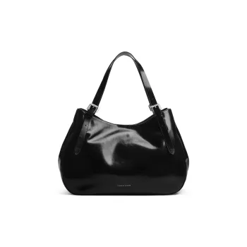 CHARLES&KEITH PU Shoulder Bag Regular Large Size Women's Noir Black/Grey Gray